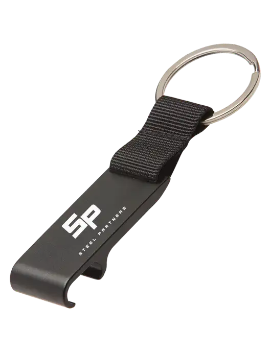Black Bottle Opener & Key Ring w/Steel Partners Logo