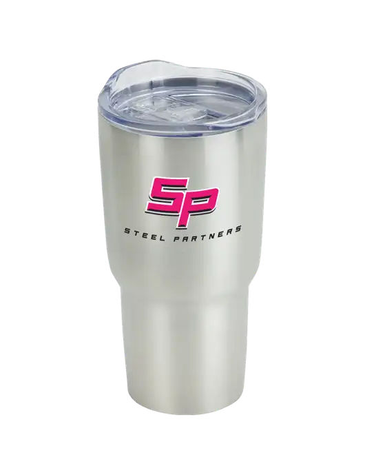 Belmont Silver 30 oz Insulated Travel Tumbler w/Steel Partners Logo