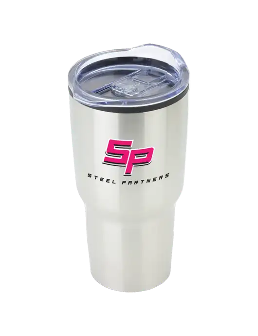 Odyssey Silver 30 oz Travel Tumbler w/Steel Partners Logo