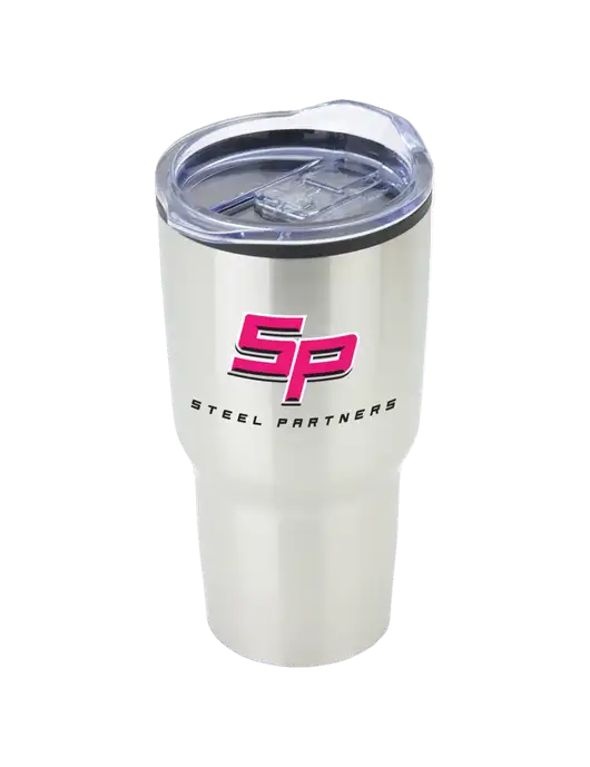 Odyssey Silver 30 oz Travel Tumbler w/Steel Partners Logo