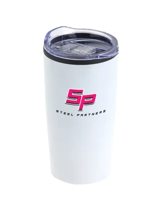 Olympus White 20 oz Tumbler w/Steel Partners Logo