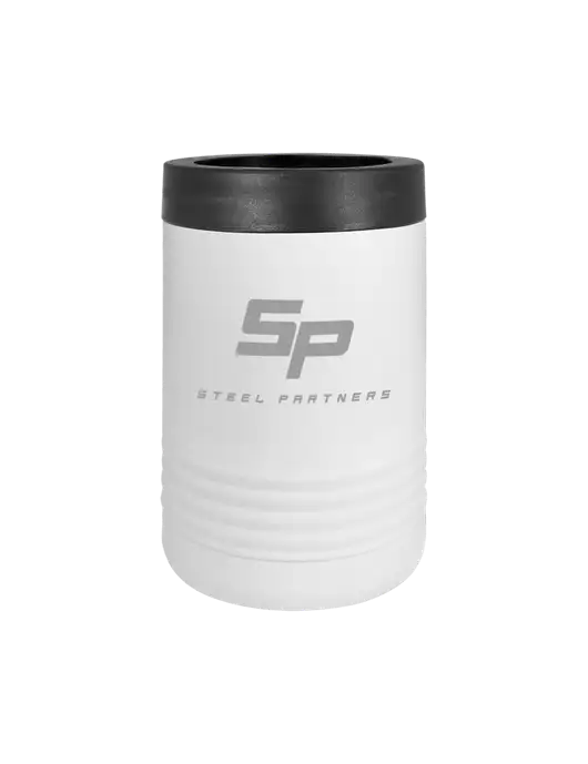 Polar Camel 12 oz Powder Coated White Vacuum Insulated Beverage Holder w/Steel Partners Logo