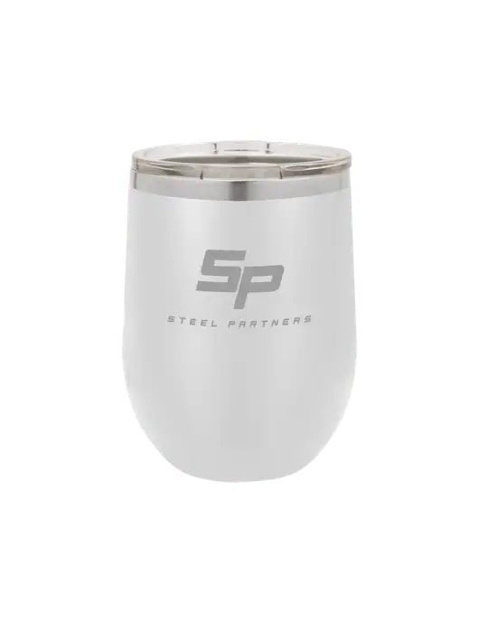 Polar Camel 12 oz Powder Coated White Vacuum Insulated Stemless Wine Tumbler w/Steel Partners Logo