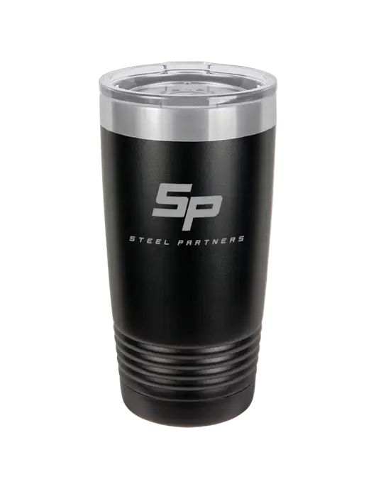 Polar Camel 20 oz Powder Coated Black Vacuum Insulated Tumbler w/Steel Partners Logo