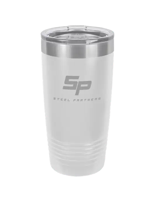Polar Camel 20 oz Powder Coated White Vacuum Insulated Tumbler  w/Steel Partners Logo