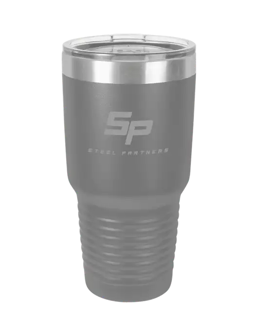 Polar Camel 30 oz Powder Coated Grey Vacuum Insulated Tumbler w/Steel Partners Logo