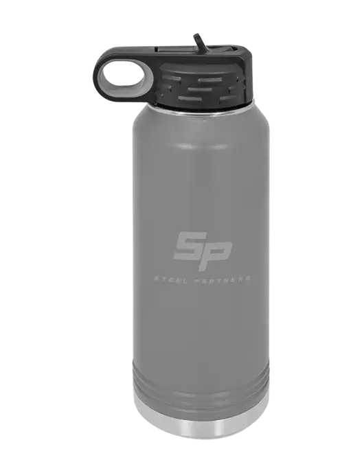 Polar Camel 32 oz Powder Coated Grey Vacuum Insulated Water Bottle w/Steel Partners Logo