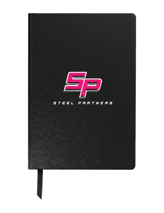 Achieve Black Hardcover Journal, 5.5 x 8.37 w/Steel Partners Logo