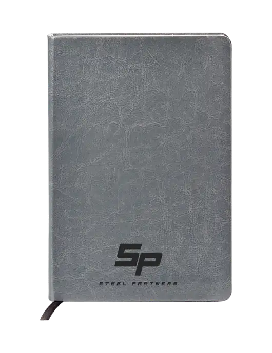 Fabrizio Grey Hard Cover 5.75 x 8.3 Journal w/Steel Partners Logo