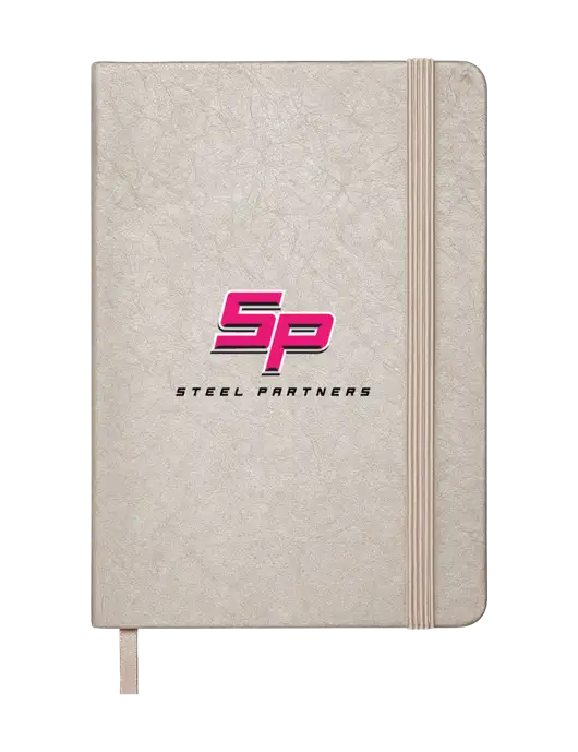 Granite Light Grey Hardcover Journal, 5.62 X  8.37 w/Steel Partners Logo