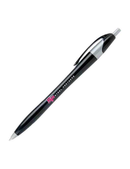 Novella Black/Silver Corporate Pen - Blue Ink w/Steel Partners Logo