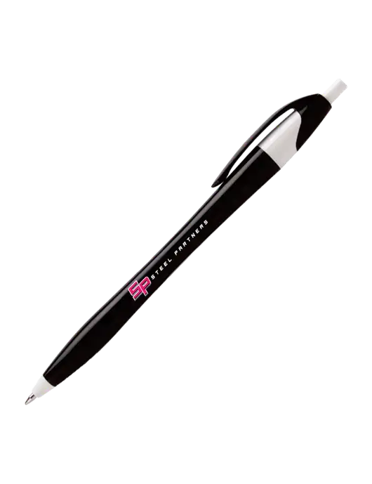 Novella Black/White Executive Pen - Blue Ink w/Steel Partners Logo