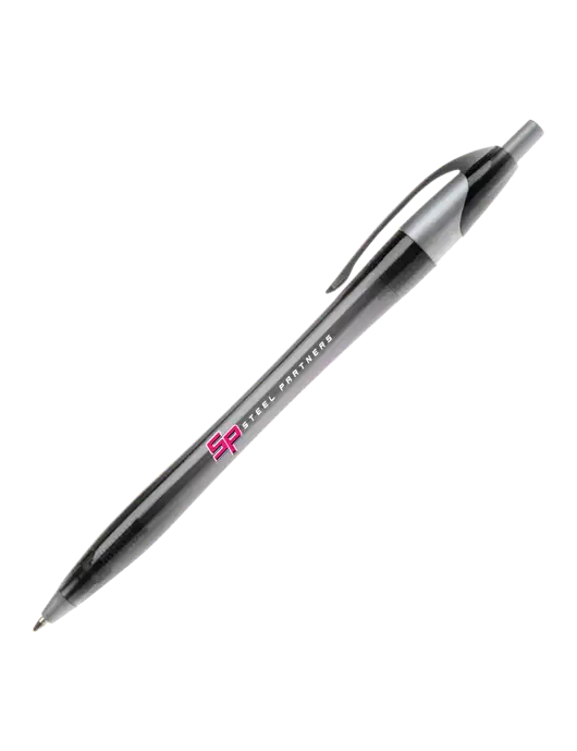 Novella Translucent Black/Silver Jewel Pen - Blue Ink w/Steel Partners Logo