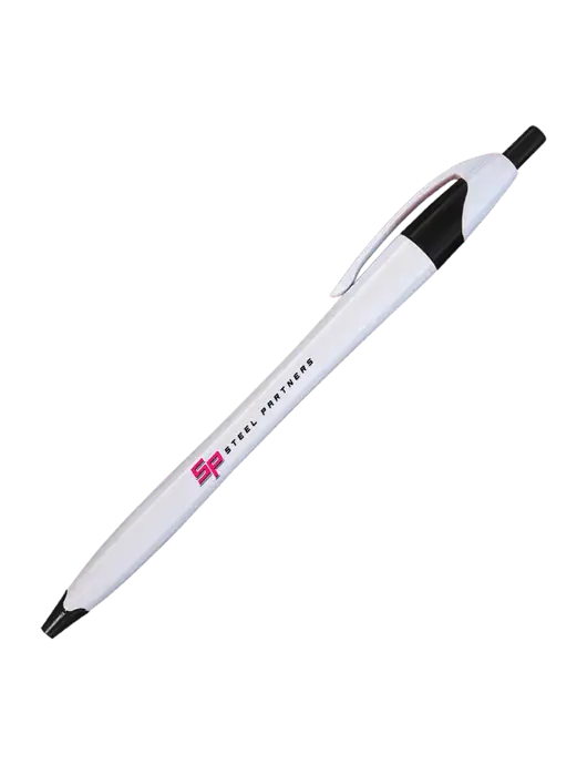 Novella White/Black Classic Pen - Blue Ink w/Steel Partners Logo