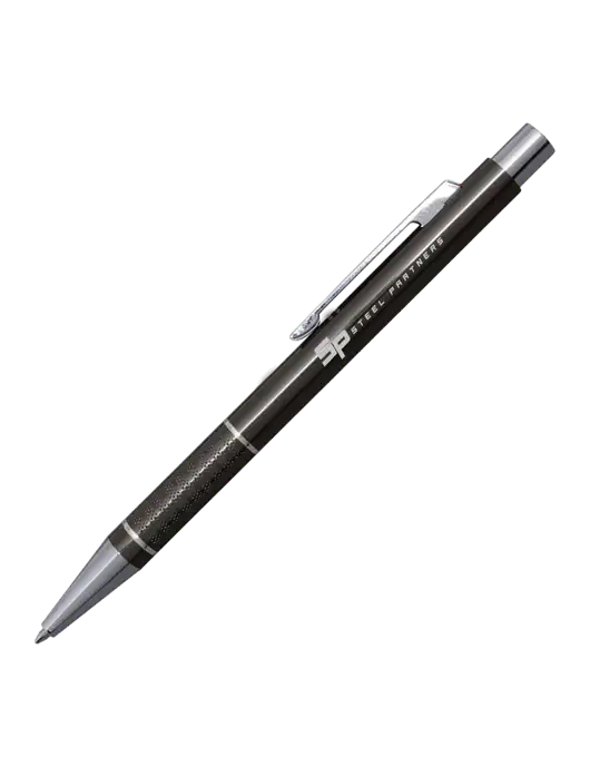 St George Gunmetal Pen - Blue Ink w/Steel Partners Logo