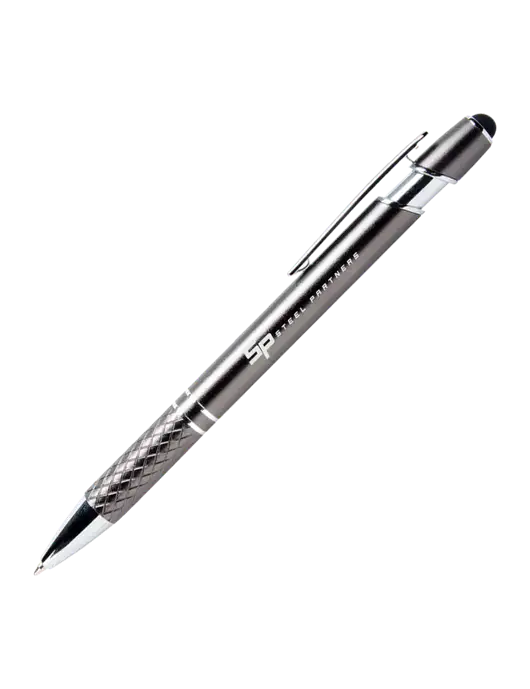 Valencia Gunmetal Stylus Pen - Black Ink w/Steel Partners Logo