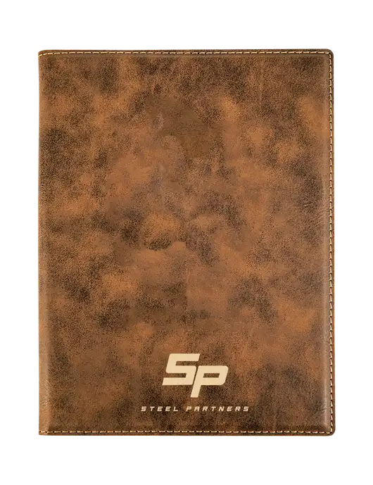 Rustic Leatherette 7 x 9 Portfolio with Notepad w/Steel Partners Logo