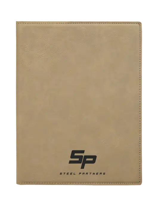 Tan Leatherette 7 x 9 Portfolio with Notepad w/Steel Partners Logo