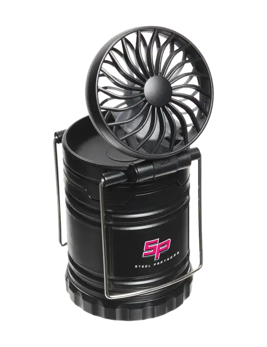 Black Retro Lantern with Fan w/Steel Partners Logo