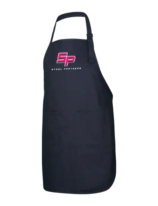 Full-Length Black Apron With Pockets w/Steel Partners Logo