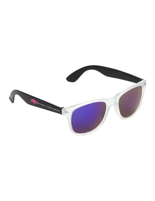 Key West Black Mirrored Sunglasses w/Steel Partners Logo