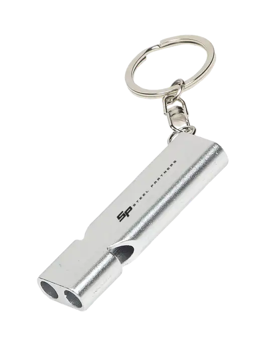 Quick Alert Silver Safety Whistle w/Steel Partners Logo