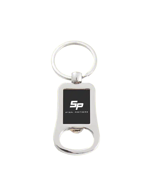 Silver & Black Bottle Opener Keychain w/Steel Partners Logo
