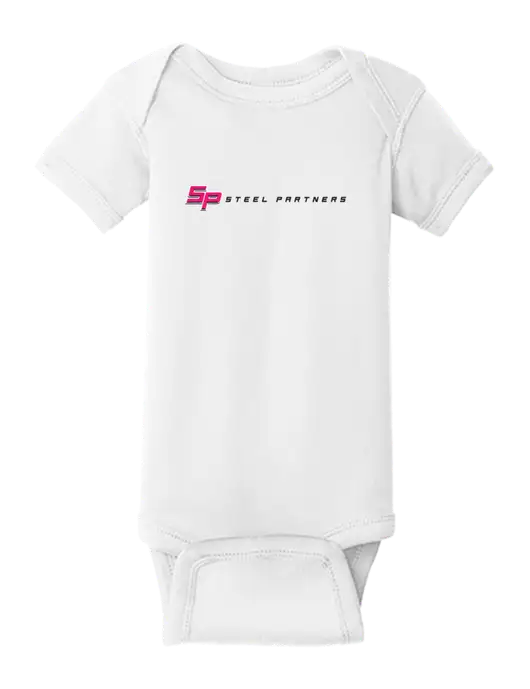 Rabbit Skins White Infant Short Sleeve Baby Rib Bodysuit w/Steel Partners Logo
