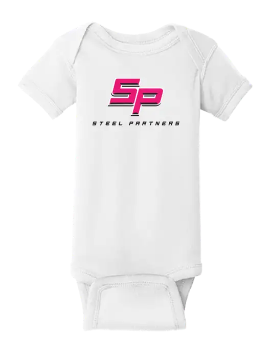 Rabbit Skins White Infant Short Sleeve Baby Rib Bodysuit w/Steel Partners Logo