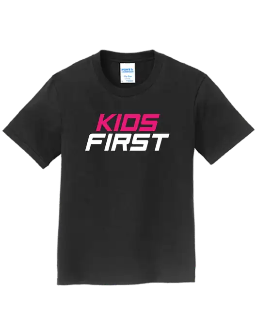 Youth Ring Spun Jet Black 4.5 oz T-Shirt w/Kids First Logo