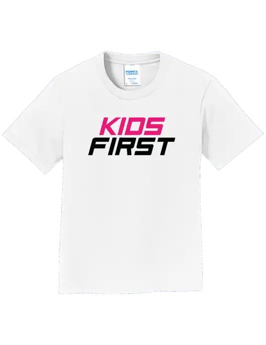 Youth Ring Spun White 4.5 oz T-Shirt w/Kids First Logo