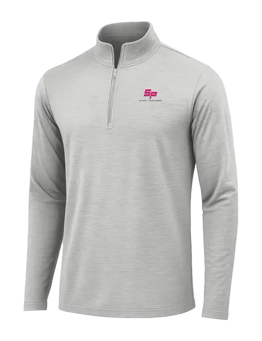 Light Grey Heather Posicharge Tri-Blend Wicking 1/4 Zip Pullover w/Steel Partners Logo