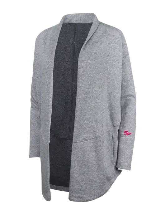 Medium Heather Grey/Char Heather Womens Interlock Cardigan w/Steel Partners Logo