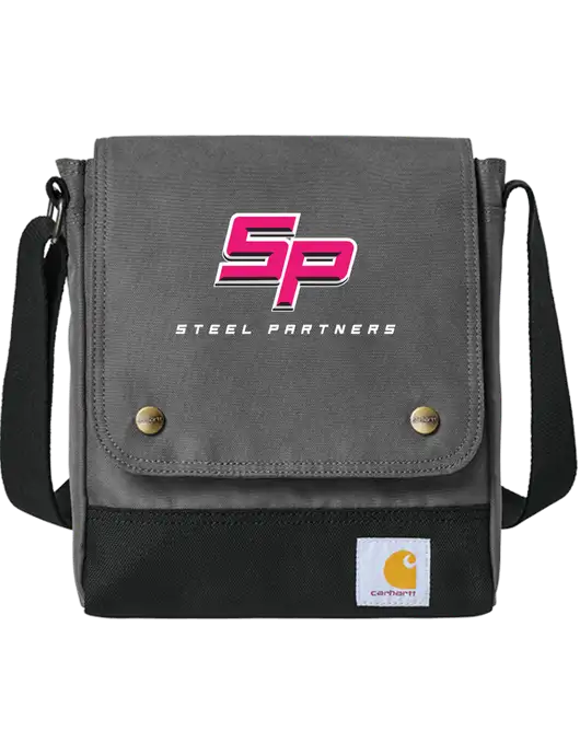 Carhartt Medium Grey Crossbody Snap Bag w/Steel Partners Logo