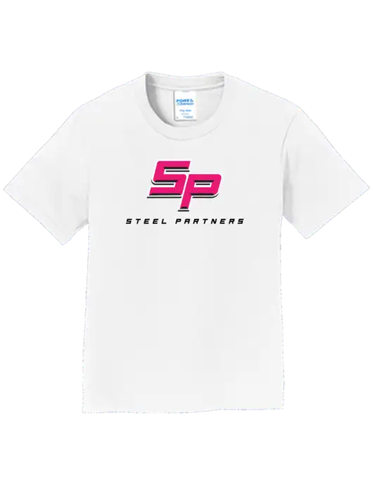 Youth Ring Spun White 4.5 oz T-Shirt w/Steel Partners Logo
