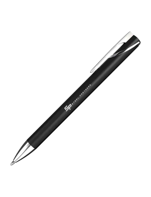 Black/Chrome HyperNova Ballpoint Pen - Black Ink w/Steel Partners Logo