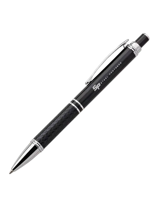 Black Stellar Scribe Pen - Black Ink w/Steel Partners Logo