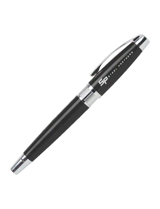 Masscotti Black Rollerball Pen - Black Ink w/Steel Partners Logo