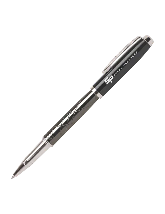 Modernist Black Rollerball Pen - Black Ink w/Steel Partners Logo