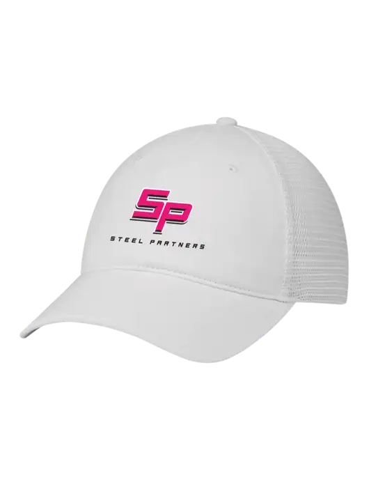 Richardson 111 Garment Washed Trucker Cap White w/White Mesh w/Steel Partners Logo