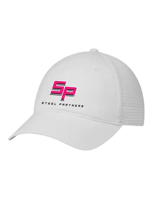 Richardson 111 Garment Washed Trucker Cap White w/White Mesh w/Steel Partners Logo