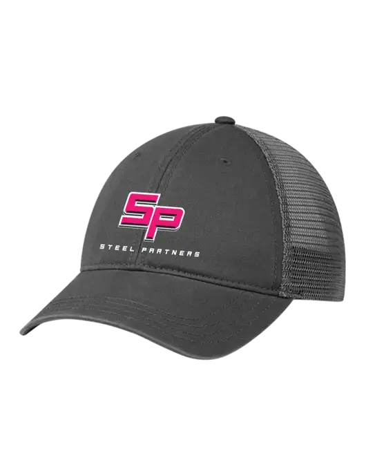 Richardson 111 Garment Washed Trucker Cap Charcoal w/Charcoal Mesh w/Steel Partners Logo