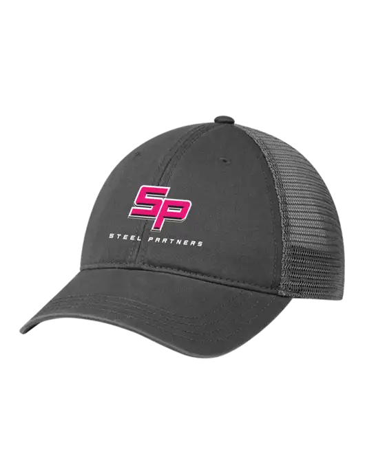 Richardson 111 Garment Washed Trucker Cap Charcoal w/Charcoal Mesh w/Steel Partners Logo