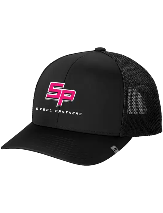 TravisMathew Black Cruz Trucker Cap w/Steel Partners Logo