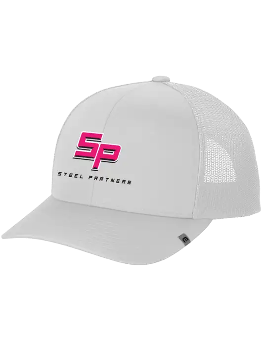 TravisMathew White Cruz Trucker Cap w/Steel Partners Logo