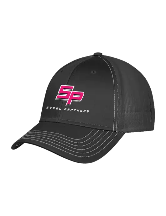 Charcoal Grey Mesh Trucker Cap Snap Back w/Steel Partners Logo