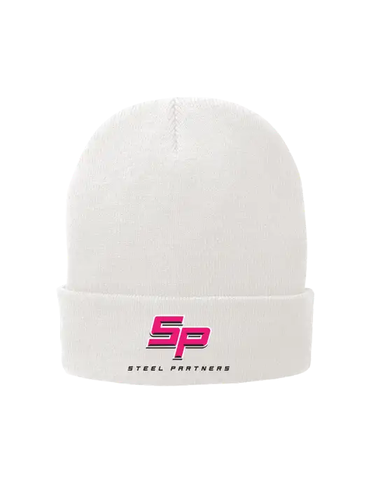 White Fleece-Lined Knit Cap w/Steel Partners Logo