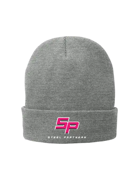 Dark Medium Grey Fleece-Lined Knit Cap w/Steel Partners Logo