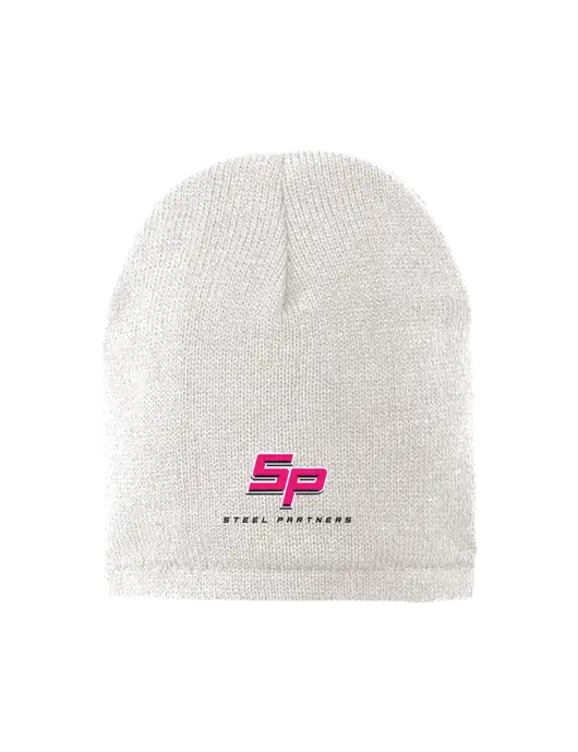 White Fleece-Lined Beanie Cap w/Steel Partners Logo
