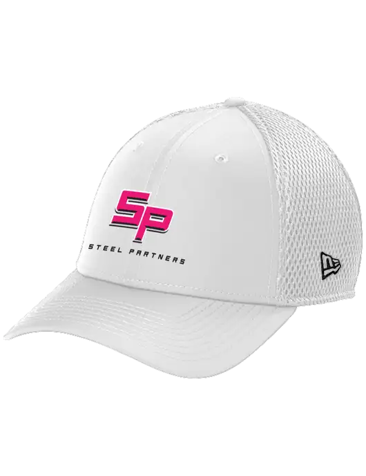 New Era 39THIRTY Performance Stretch White Mesh Cap w/Steel Partners Logo